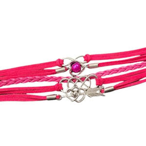 Infinity Heart Arrow Faux Leather Multi-layered Bracelet